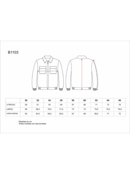 WorkTeam Cazadora Trabajo con Cierre de Botones, Cintura Elástica y Dos Bolsos de Pecho. Hombre
