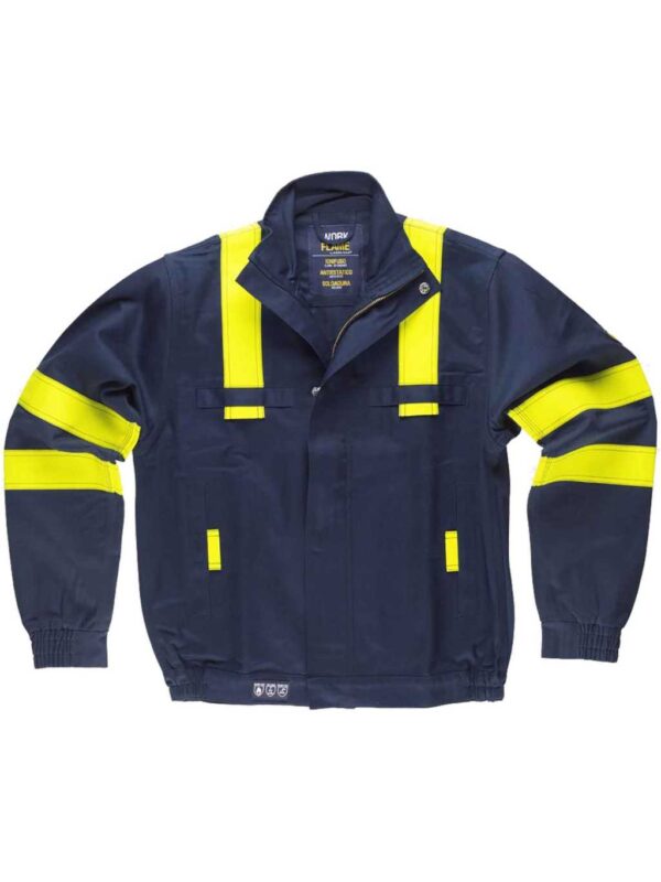 WorkTeam Cazadora ignífuga y Antiestática, con Cintas Reflectantes. EN11611, EN11612, EN1149. Hombre
