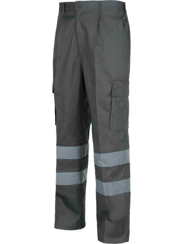 WorkTeam Pantalón trabajo, 2 cintas reflectantes,  cintura elástica y multibolsillos. Construcción, Industria, etc. - Imagen 2