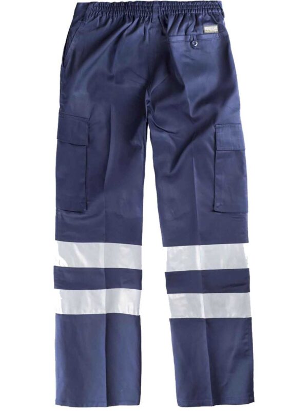 Worteam Pantalón trabajo, 2 cintas reflectantes,  cintura elástica y multibolsillos. Construcción, Industria, etc.
