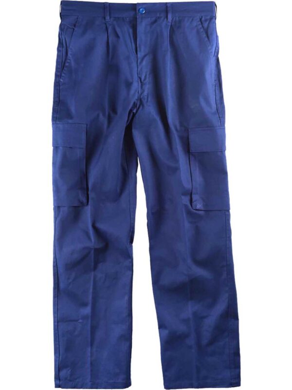 WorkTeam Pantalón con Cintura Elástica, Multibolsillos, 100% Algodón Ligero, Especial Soldadores, Construcción, Trabajo, etc. Hombre