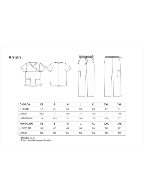 Work Team Conjunto o Uniforme sanitario elástico. Casaca y Pantalón, Algodón Unisex