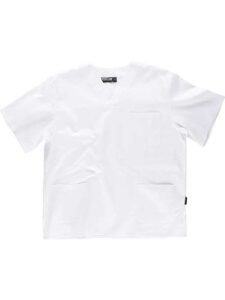 WorkTeam Casaca Sanitario, Cuello de Pico, Manga Corta, un Bolso de Pecho, 2 Bolsos Bajos, 100% Algodón. Unisex