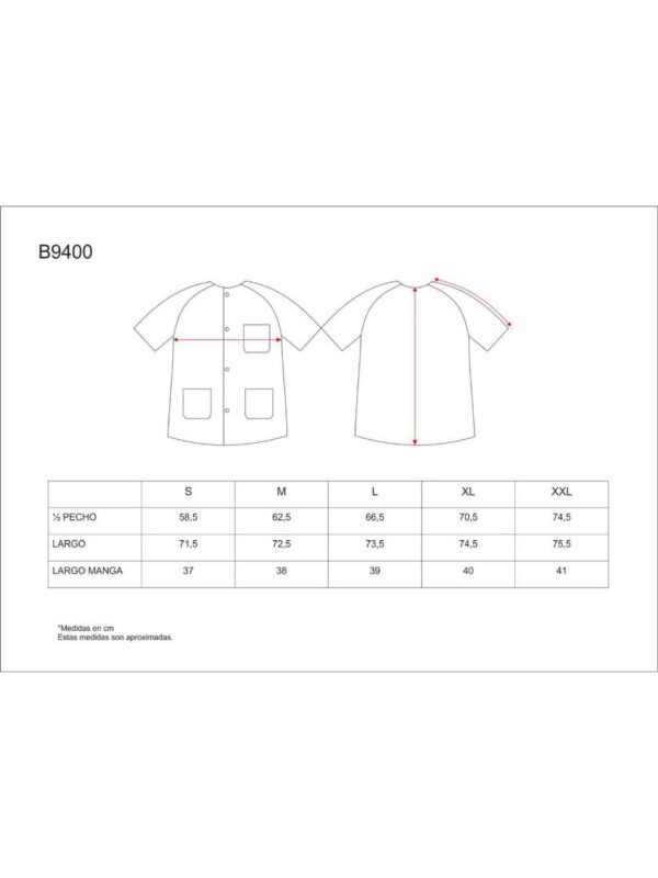 WorkTeam Casaca Sanitario Botones Manga Corta, un Bolso de Pecho y Dos Bajos. Unisex