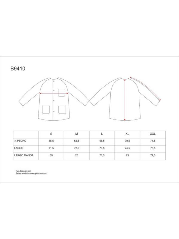 WorkTeam Casaca Sanitario Botones Manga Larga, un Bolso de Pecho y Dos Bajos. Unisex