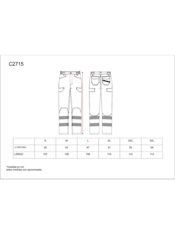 WorkTeam Pantalón de ALTA VISIBILIDAD, Multibolsillos, Combinado con Cintas Reflectantes Discontinuas y Cintas Decorativas Personalizadas, Trabajo. Unisex