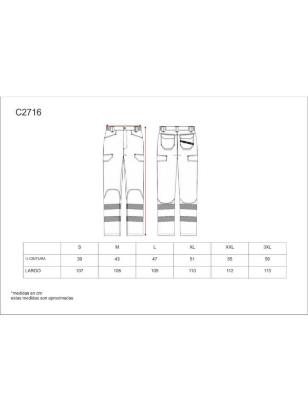 WorkTeam Pantalón Multibolsillos Combinado de Alta Visibilidad, con Cintas Reflectantes Discontinuas y Cintas Decorativas Personalizadas, Trabajo. Unisex