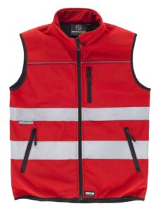 WorkTeam Chaleco Workshell con Tejido Ripstop de Alta Visibilidad con canesús y Cintas Reflectantes. Cuello Alto y Cierre de Cremallera de Nylon. Un Hombre
