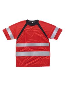 WorkTeam Camiseta Manga Corta Combinada con Alta Visibilidad y Cintas Reflectantes. Unisex
