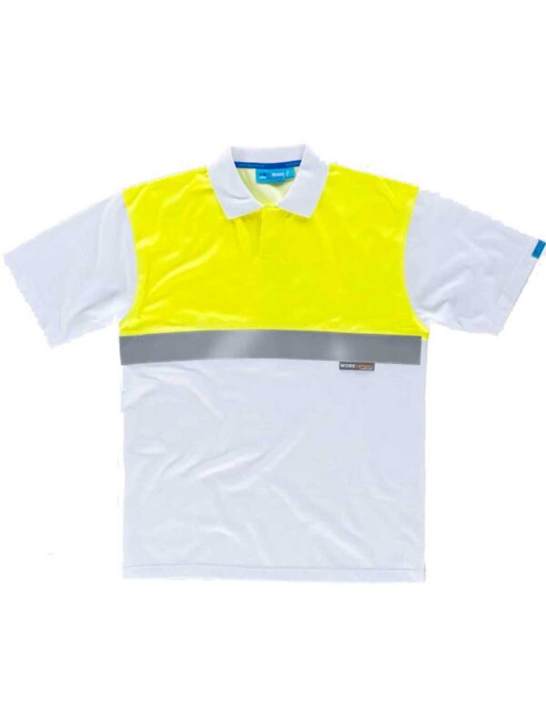 Workteam Polo Trabajo ANTIBACTERIANO, Alta Visibilidad, de Manga Corta, cierre de Velcro, Algodón. Ideal Alimentación, Laboratorio, Sanidad, etc. Unisex - Imagen 2