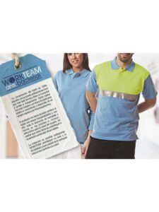 Workteam Polo Trabajo ANTIBACTERIANO, Alta Visibilidad, de Manga Corta, cierre de Velcro, Algodón. Ideal Alimentación, Laboratorio, Sanidad, etc. Unisex