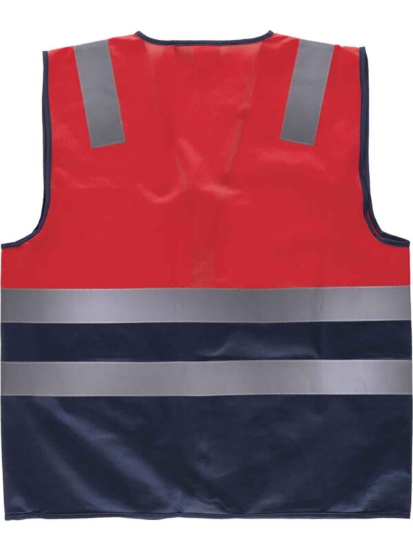 WorkTeam Chaleco bicolor rojo A.V. con cierre de cremallera y cintas de ALTA VISIBILIDAD. EN ISO 20471:2013 HOMBRE