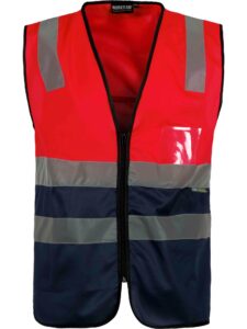 WorkTeam Chaleco bicolor rojo A.V. con cierre de cremallera y cintas de ALTA VISIBILIDAD. EN ISO 20471:2013 HOMBRE