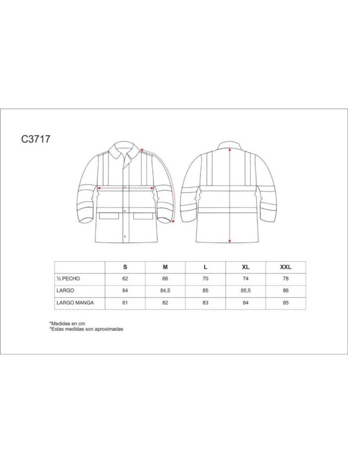 WorkTeam Parka Trabajo combinada Roja Alta Visibilidad, Abrigo con Cintas Reflectantes. EN ISO 20471:2013 UNISEX