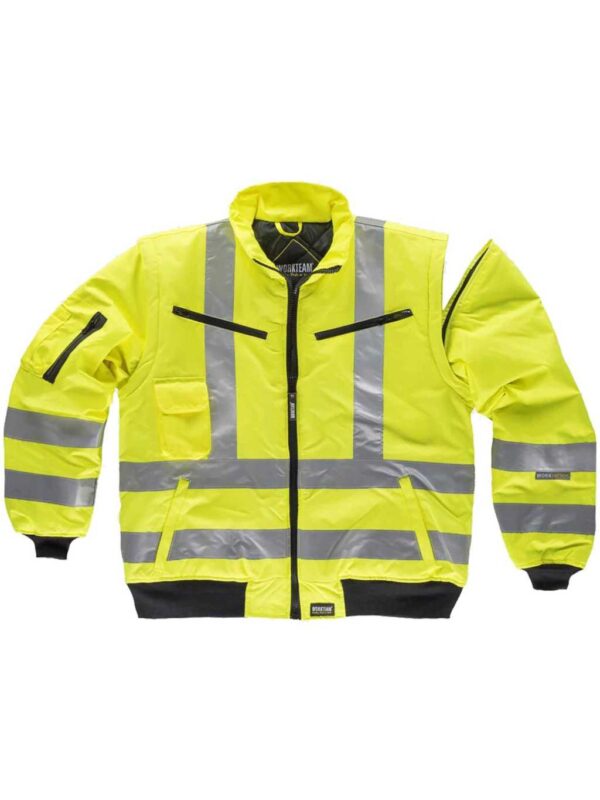 WorkTeam Cazadora Piloto alta visibilidad con cintas reflectantes. Mangas desmontables. EN471. Hombre