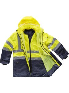 WorkTeam Parka Trabajo 5 en 1 Alta Visibilidad: Parka, Impermeable, Parka Ligera, Chaleco AV y Chaleco Marino. EN471. Unisex