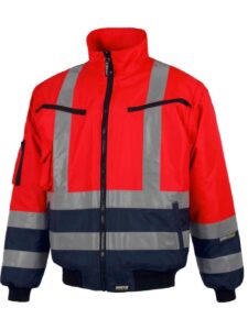 WorkTeam Parka Cazadora Piloto combinada Rojo Alta Visibilidad con Cintas Reflectantes. EN ISO 20471:2013 Unisex