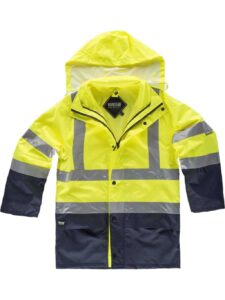 WorkTeam Parka Trabajo 4 en 1 Alta Visibilidad con Softshell: Parka, Impermeable, Softshell y Chaleco AV. EN ISO 20471. Unisex