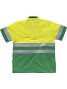WorkTeam Camisa Manga Corta combinada ALTA VISIBILIDAD, con 2 Bolsos de Pecho y con Cintas Reflectantes. Hombre