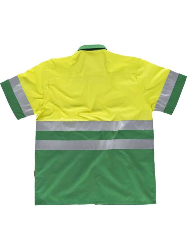 WorkTeam Camisa Manga Corta combinada ALTA VISIBILIDAD, con 2 Bolsos de Pecho y con Cintas Reflectantes. Hombre