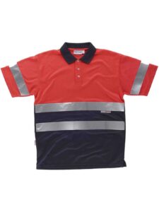 WorkTeam Polo Rojo ALTA VISIBILIDAD Combinado Manga Corta. Cintas Reflectantes Torso y Mangas. EN ISO 20471:2013 Hombre - Imagen 2