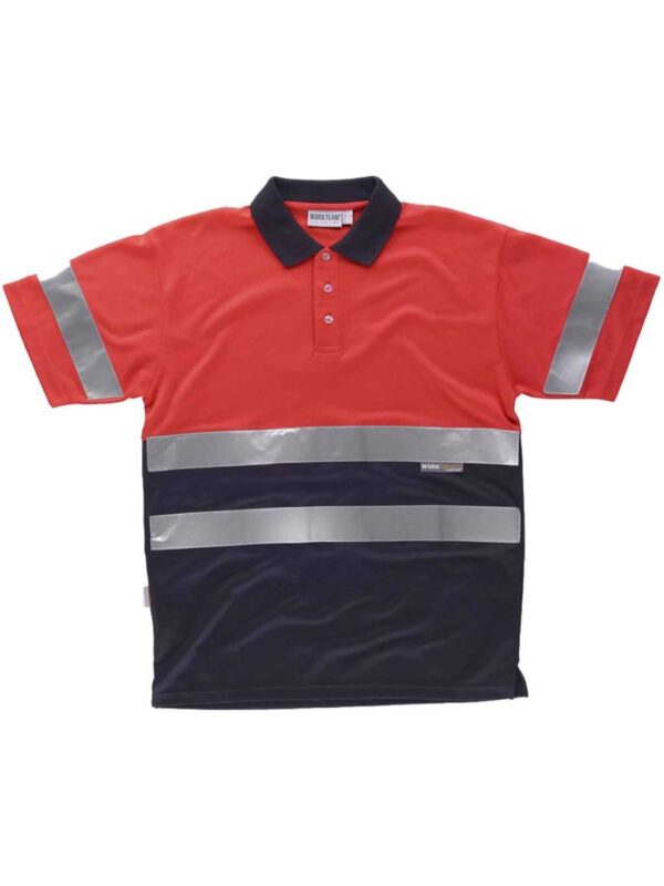 WorkTeam Polo Rojo ALTA VISIBILIDAD Combinado Manga Corta. Cintas Reflectantes Torso y Mangas. EN ISO 20471:2013 Hombre - Imagen 2