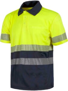 WorkTeam Polo combinado alta visibilidad manga corta con cintas reflectantes discontinuas. EN ISO 20471:2013 HOMBRE