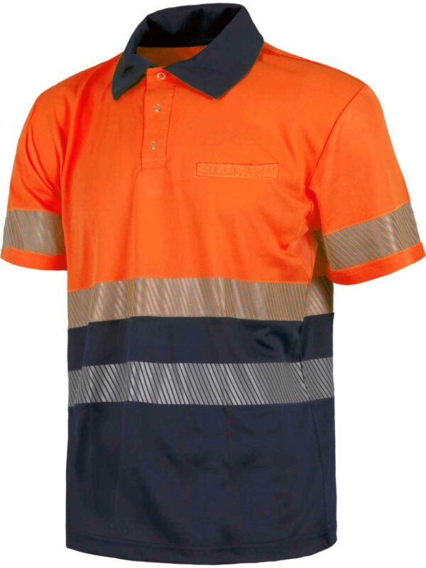 WorkTeam Polo combinado alta visibilidad manga corta con cintas reflectantes discontinuas. EN ISO 20471:2013 HOMBRE - Imagen 2