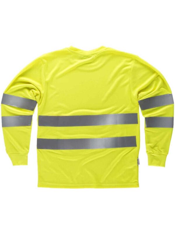 WorkTeam Camiseta Cuello Caja, Manga Larga, Alta Visibilidad, Cintas Reflectantes Hombre
