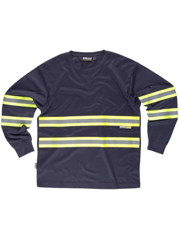 WorkTeam Camiseta Manga Larga, Cuello Redondo, ALTA VISIBILIDAD, Cintas Reflectantes combinadas. Unisex