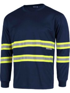 WorkTeam Camiseta Manga Larga, Cuello Redondo, ALTA VISIBILIDAD, Cintas Reflectantes combinadas. Unisex