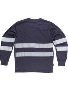 WorkTeam Camiseta Cuello Caja, Manga Larga, Cintas Reflectantes Hombre