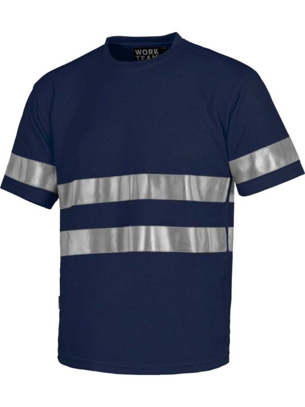 WorkTeam Camiseta Cuello Caja, Manga Corta, Cintas Reflectantes. Hombre - Imagen 2