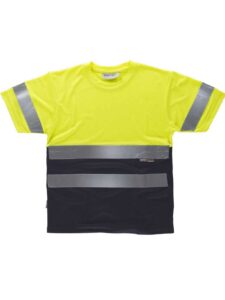 WorkTeam Camiseta Manga Corta de trabajo, alta visibilidad y cintas reflectantes