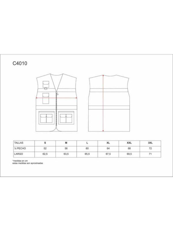 WorkTeam Chaleco Tipo Safari Multibolsillos Bicolor, con Dos Cintas de Alta Visibilidad. Hombre