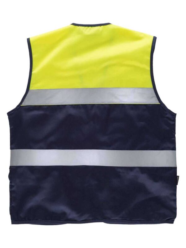 WorkTeam Chaleco Tipo Safari Multibolsillos Bicolor, con Dos Cintas de Alta Visibilidad. Hombre