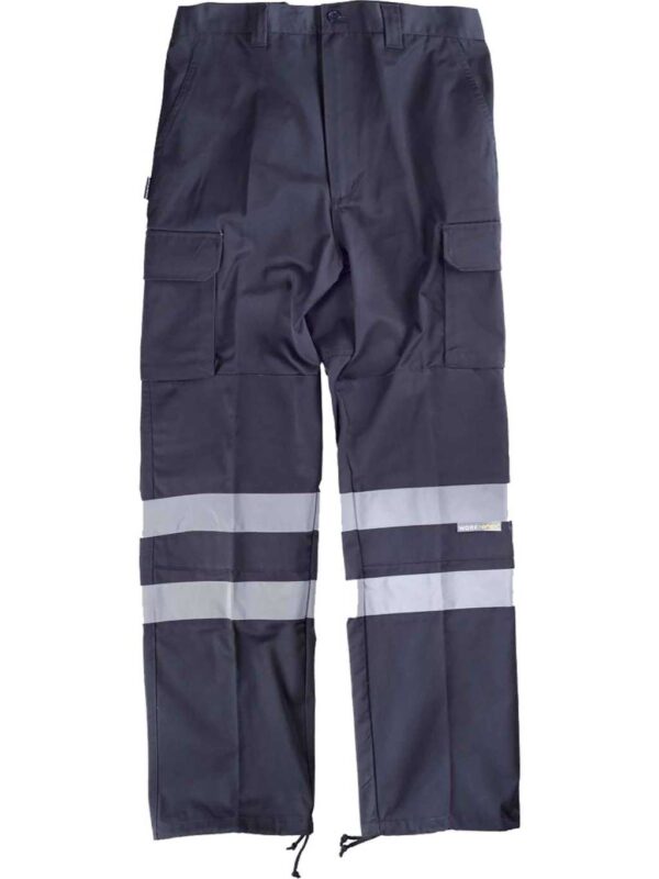 WorkTeam Pantalón sin Elástico con Refuerzos, Multibolsillos y 2 Cintas Reflectantes. Hombre