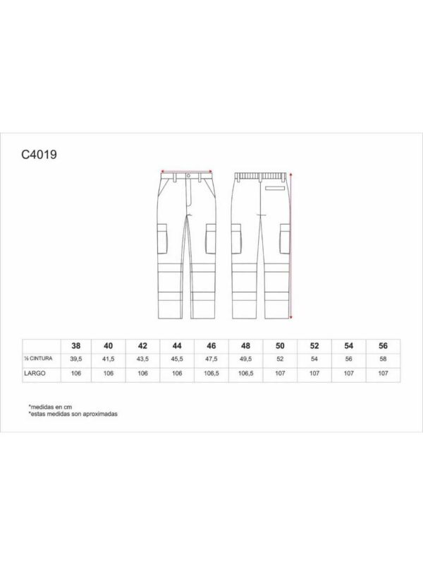 WorkTeam Pantalón Trabajo 100% Algodón Combinado con Cintura elástica, Multibolsillos, 2 Cintas A.V. Hombre