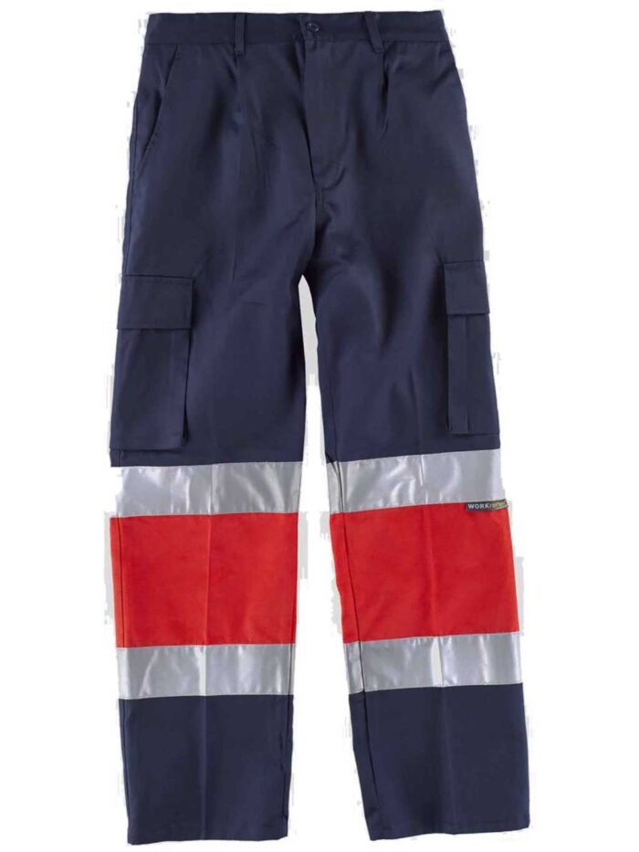 WorkTeam Pantalón Multibolsillos con Dos Cintas de Alta Visibilidad. EN ISO20471:2013. Hombre