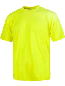 Workteam Camiseta de Alta Visibilidad de Manga Corta en poliéster. Corte Clásico. Cuello Redondo en Punto Canalé con cubrecosturas Interior. Tacto algodón.