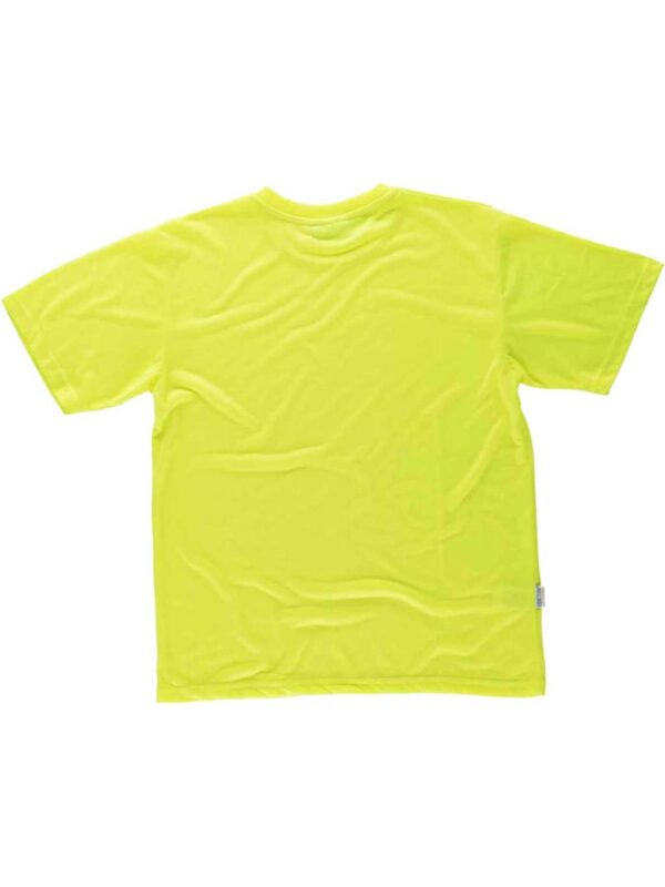 Workteam Camiseta de Alta Visibilidad de Manga Corta en poliéster. Corte Clásico. Cuello Redondo en Punto Canalé con cubrecosturas Interior. Tacto algodón.