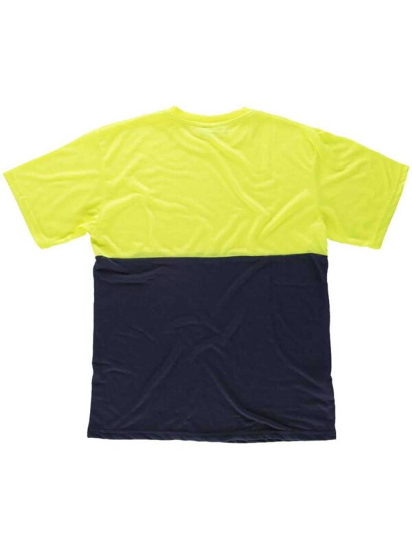 WorkTeam Camiseta combinada de Manga Corta en poliéster. Parte Superior de Alta Visibilidad. Cuello Redondo en Punto canalé con cubrecosturas interio Hombre