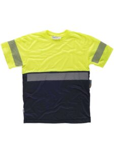WorkTeam Camiseta Manga Corta Combinada, Sin Bolsillos, con Una Cinta Reflectante discontinua. Hombre