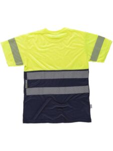 WorkTeam Camiseta combinada de Manga Corta en poliéster. Reflectantes y Parte Superior de Alta Visibilidad. Cuello Redondo en Punto canalé con cubrec Hombre