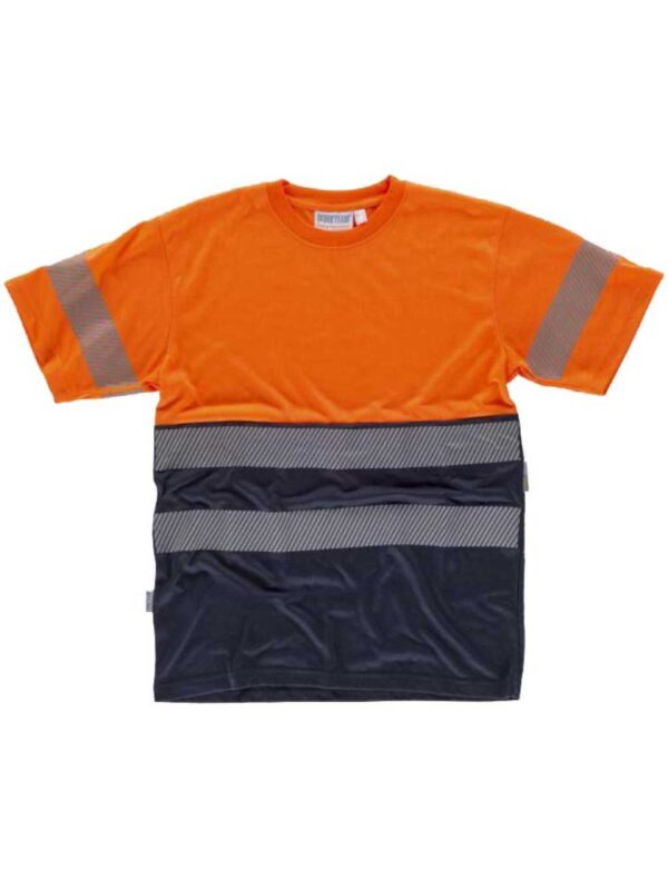 WorkTeam Camiseta combinada de Manga Corta en poliéster. Reflectantes y Parte Superior de Alta Visibilidad. Cuello Redondo en Punto canalé con cubrec Hombre - Imagen 2