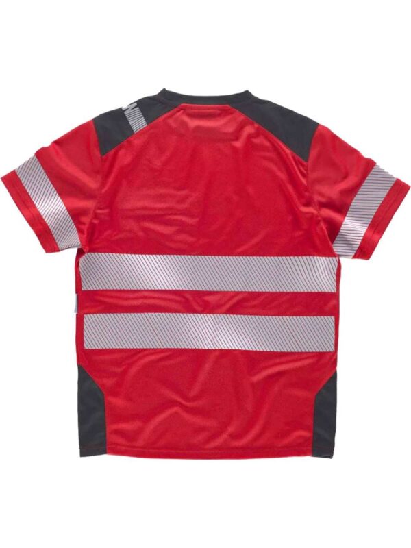 Workteam Camiseta Manga Corta Trabajo, Alta Visibilidad en Poliéster Micropiqué, Cintas Reflectantes Discontinuas. Unisex - Imagen 2