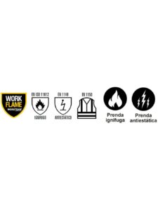 WorkTeam Polo Ignífugo, Antiestático, de Alta Visibilidad Manga Larga. Tejido Modacrílico, Algodón y Fibra Antiestática. EN ISO 11612, EN 1149, EN 1150.