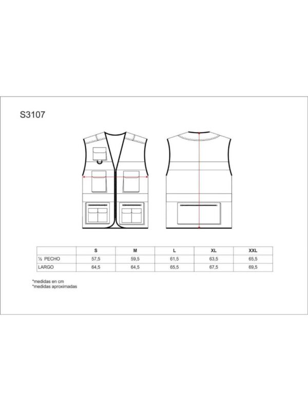 WorkTeam Chaleco Tipo Safari Multibolsillos con 2 Cintas Reflectantes. Hombre