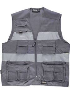 WorkTeam Chaleco Tipo Safari Multibolsillos con 2 Cintas Reflectantes. Hombre