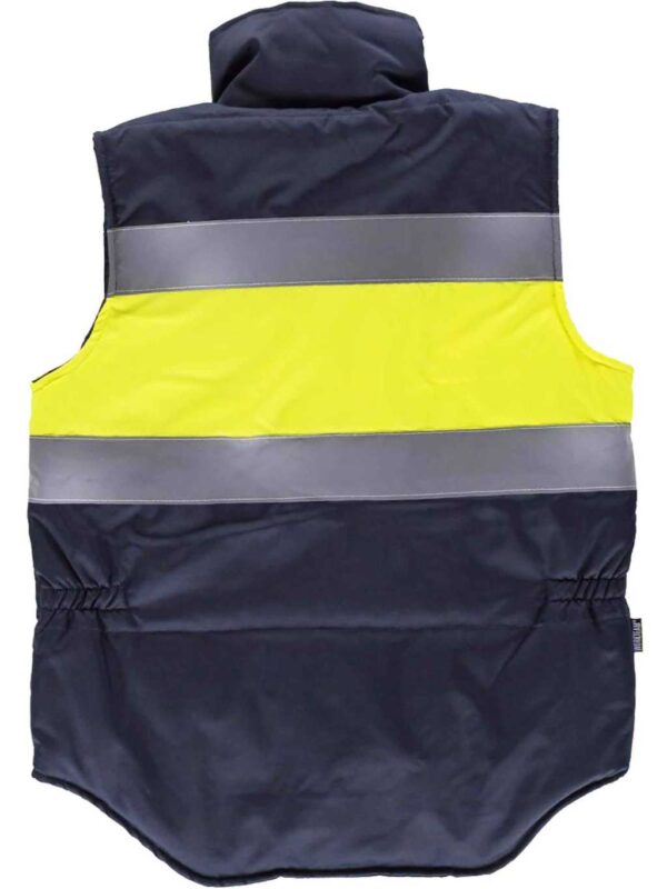 WorkTeam Chaleco acolchado y multibolsillos con dos cintas reflectantes y tejido de alta visibilidad. HOMBRE